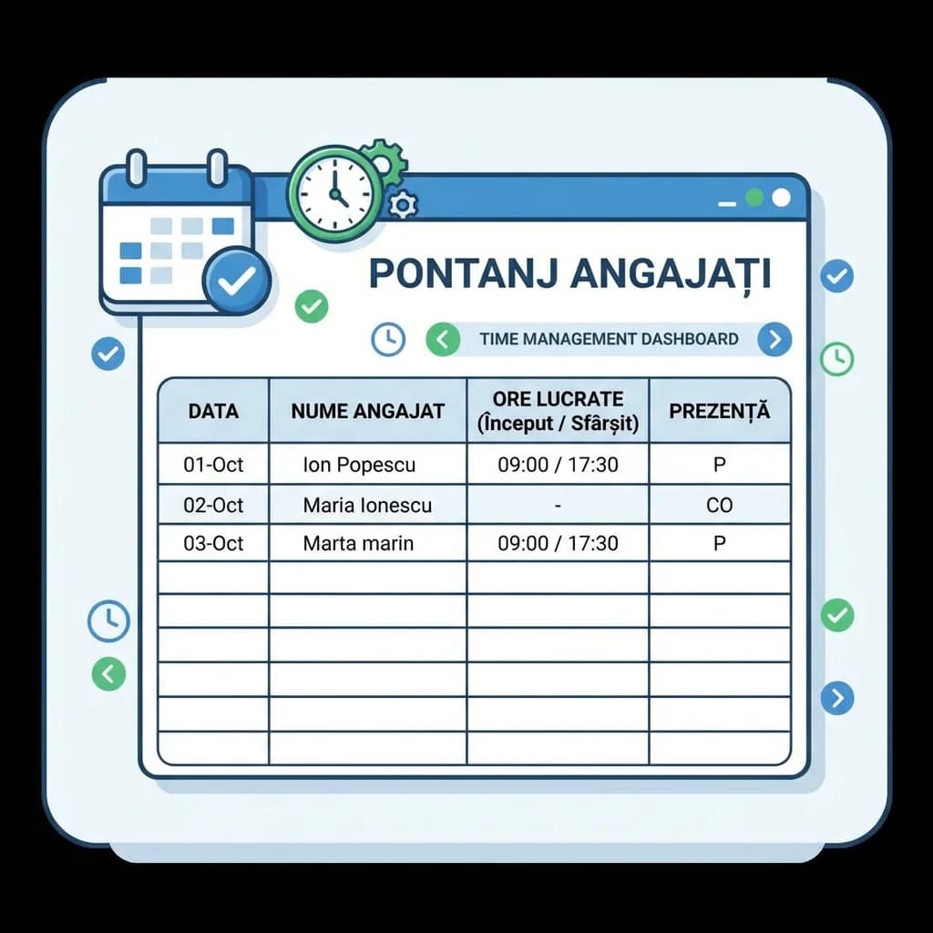 Model foaie de pontaj Excel 2026: descarcă gratis + checklist completare