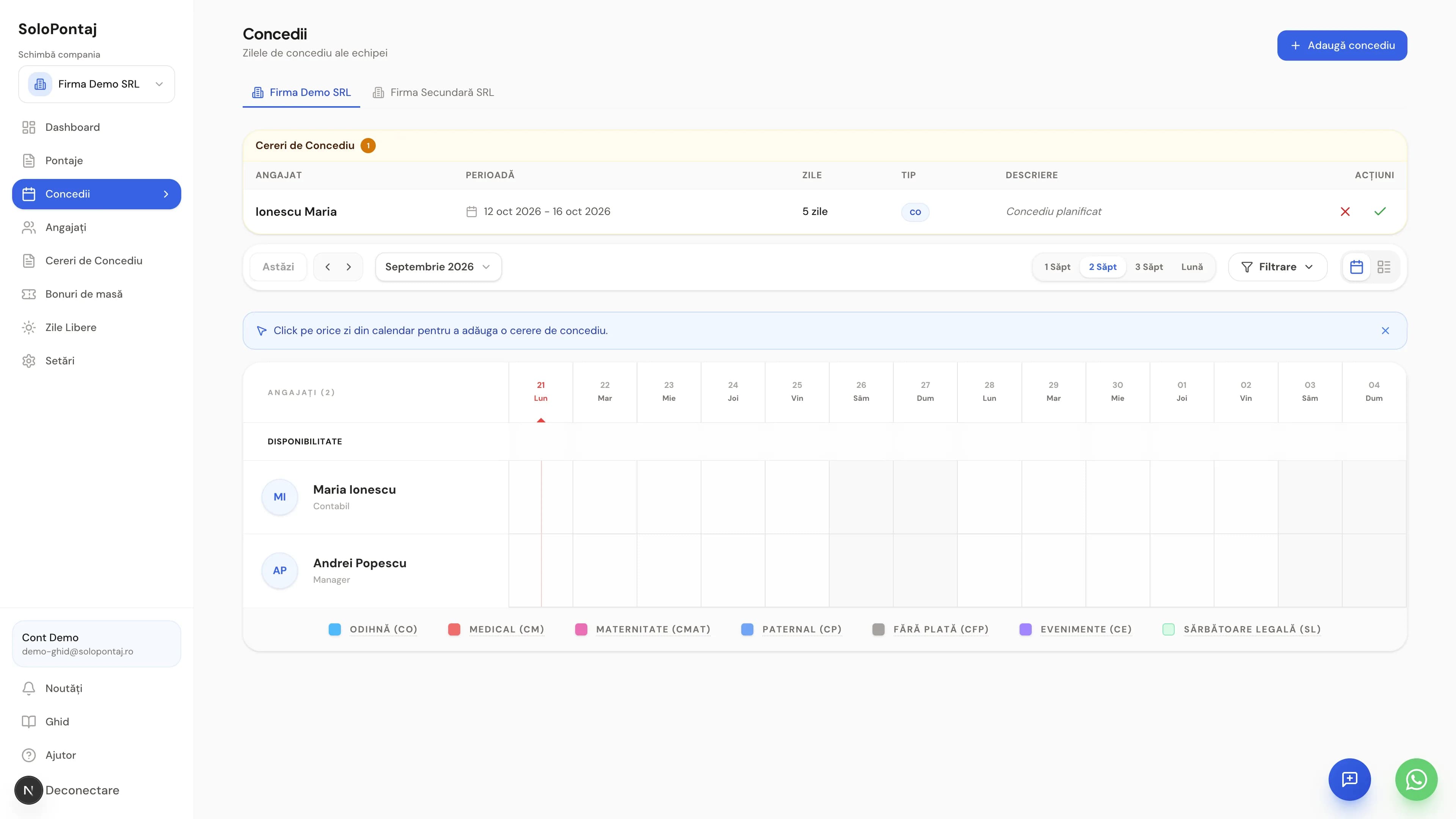 Planificator concedii: programarea concediilor de odihnă pe anul următor