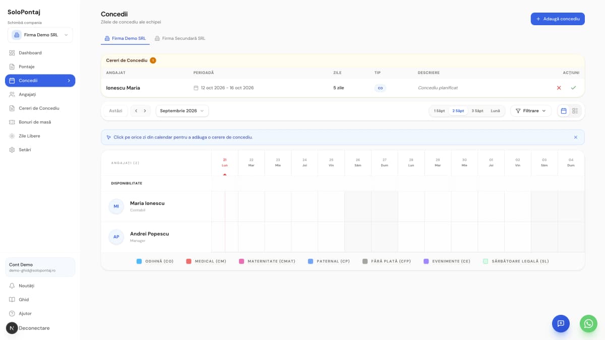Planificator concedii: programarea concediilor de odihnă pe anul următor